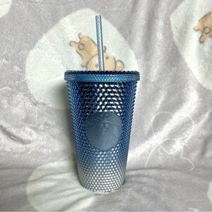 NEW Starbucks Winter Glacial Blue Ombré Gradient Studded Tumbler Cold Cup 16 Oz